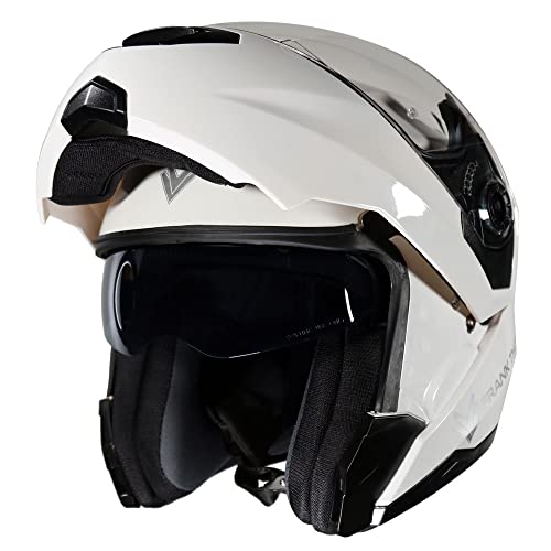 Frank Thomas FT998 Flip-Front Motorcycle Helmet Gloss White - J&S (M)