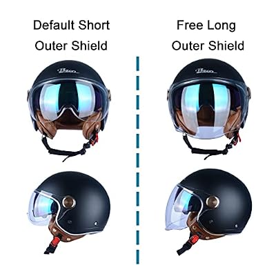 Open Face Motorcycle Helmet for Adults, DOT Approved,3/4 Retro Vespa Helmet, Dual Visors Men's and Women's Motorbike Casco for Moped Cruiser Bobber and Chopper