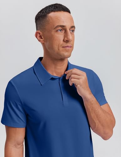 Image of PINSPARK Mens Polo Shirt Performance Moisture Wicking Polo Shirts UPF 50 Golf Shirts for Men Quick Dry Casual Collared Shirt
