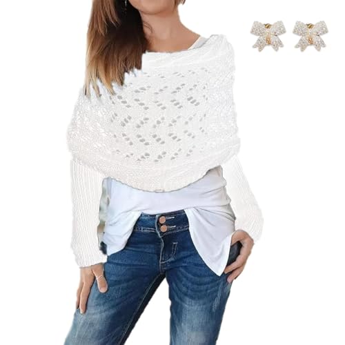Multifunctional Double Sleeve Scarf - Knitted Scarf with Sleeves Wrap Shrug