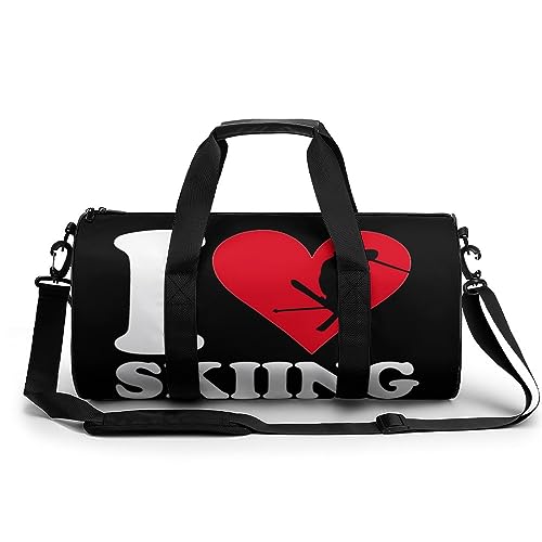 I Love Skiing - Borsone sportivo da palestra con stampa da viaggio leggero per uomo e donna Stile: MHXYZHW