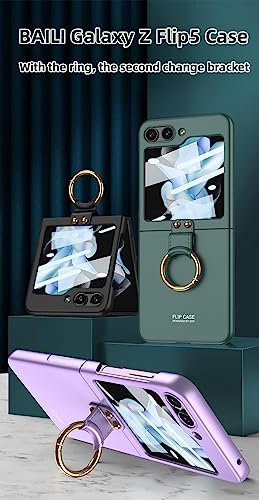 BAILI Capa para Samsung Galaxy Z Flip 5, Galaxy Z Flip 5 capa com anel e película protetora de tela