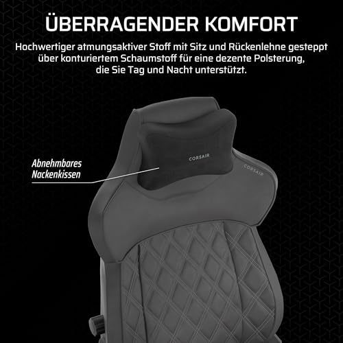 Corsair TC500 Luxe Gaming-Stuhl mit verstellbaren Armlehnen und Lendenstütze