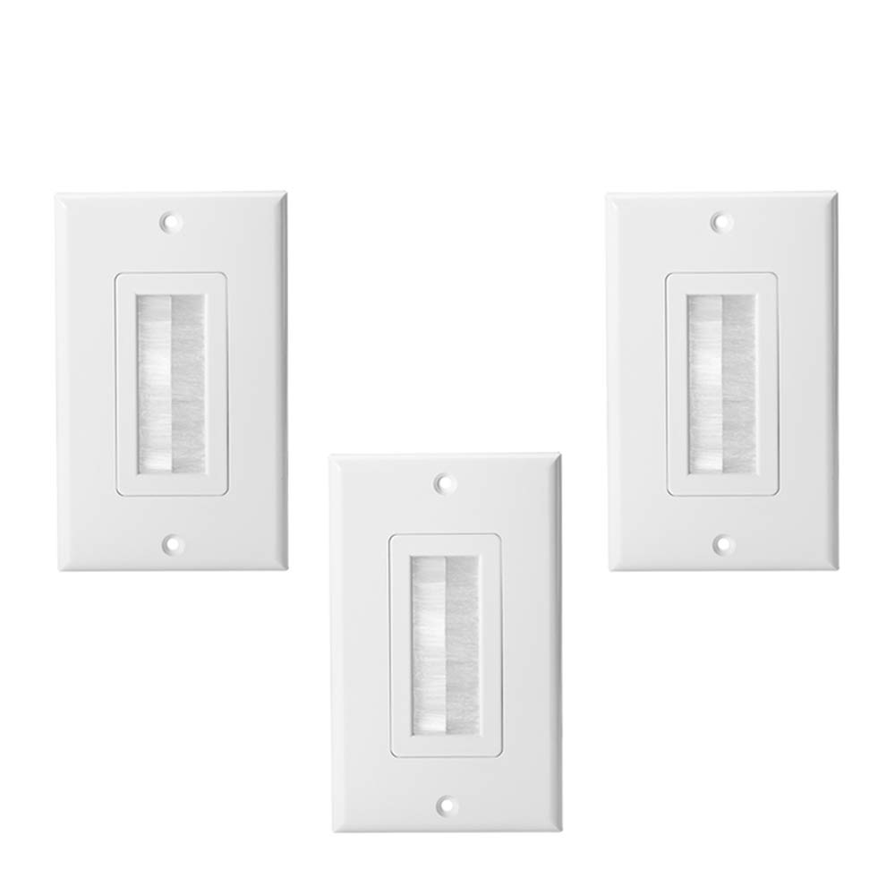 Buy 3 Pack Single Gang Brush Wall Plate Style Easy to Install Cable