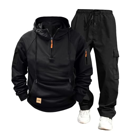 Sweatsuit for Men Lightweight Quarter Zip Hoodie and Drawstring Pants Matching Set Casual Tracksuit 2 Piece Sets4