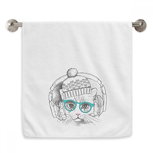 Serviettes blanches DIYthinker chat finis les textiles rêches après douche
