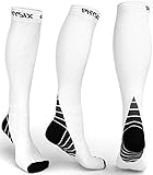 Physix Gear Sport Kompressionsstrümpfe Damen & Herren Stützstrümpfe (20-30mmHg) für Wassereinlagerungen, Flugreisen & Sport Kompressionssocken Langlebige Laufsocken Compression Socks WEIß S/M