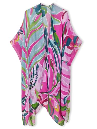 Image of Spicy Sandia Kimonos for Women Floral Beach Cover Up Loose Swimsuit Bathing Suit Coverup Cardigan for Summer Swimwear