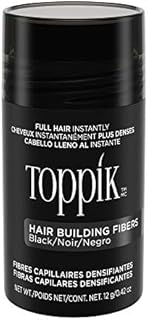 Toppik Hair Building Fibers, Black, 12g | Fill In Fine or Thinning Hair | Instantly Thicker, Fuller Looking Hair | 9 Shades for Men & Women, 0.42 Ounce (Pack of 1)