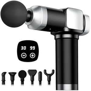 Deep Tissue Massage Gun, Portable Percussion Electric Muscle Massager for Pain Relief, Handheld Massagers with 30 Speeds & 6 Attachments for Back and Neck, Gifts for Men Women