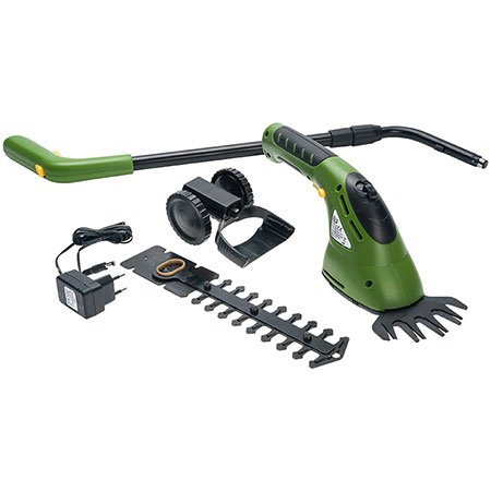 ELV Cisaille à gazon et arbustes avec batterie Li-ion et manche télescopique et roue