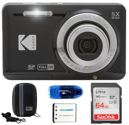 KODAK Pixpro FZ55 fW^JohAe:SanDisk 64GB SDXC[J[hAn[hVFJP[XASDJ[h[_[Ȃ(5ACe) (ubN)