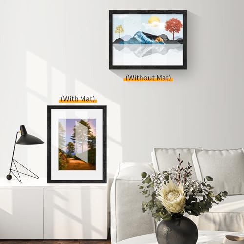 puthiac 9x12 Oak Wood Picture Frams - Minimalist 9x12 Oak Wood Frames, 9"x12" Picture Frame Wood, Natural Solid Wooden Picture Frames for Wall Art Photo and Prints(3 Pack, Black)