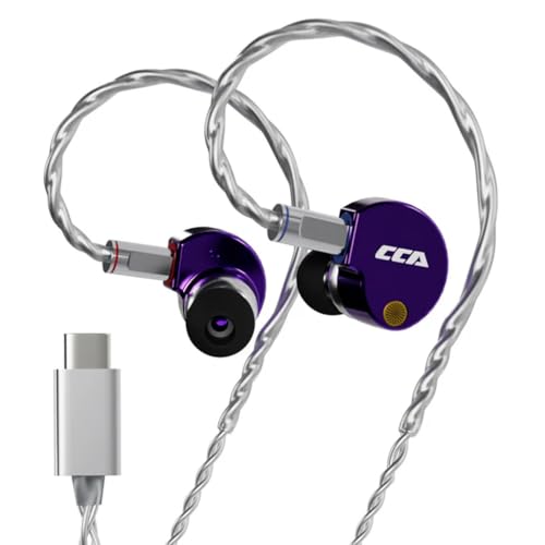 Image of CCA Concept Kart Phoenix Dual Magnet Dynamic Driver IEMs, 10mm LCP Diaphragm, Harman-Tuned, Silver-Plated Detachable Cable, Wired in-Ear Monitors for Studio (Prpl-TypeC-Nomic)