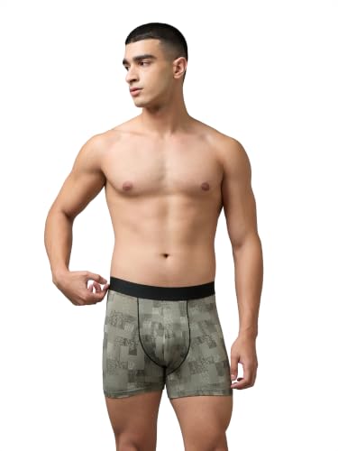 Image of TECHNOSPORT Men's Colorblock Trunks Underwear with ElastoLITE 4 Way Stretch Lightweight Breathable Moisture Wicking Soft Anti Odour Anti Microbial Comfort Fit Boxer Briefs Innerwear for Men