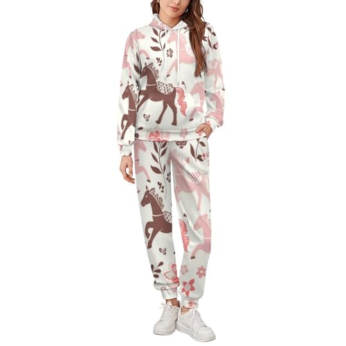 Ensemble sweat à capuche imprimé 3D cheval de jogging sport - 2