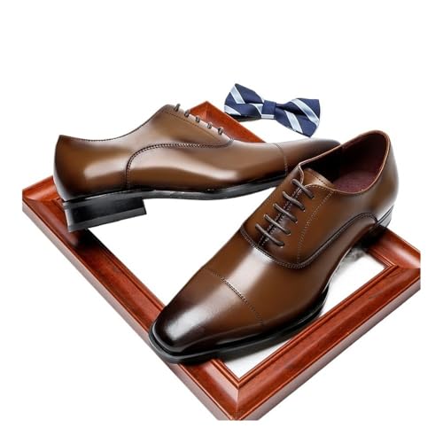 Men's Leather Shoes Business Wedding Shoes Commuting Three Joint Square Head Leather Shoes Oxfords(Black,47)3