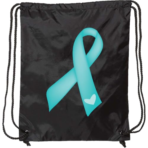 inktastic Teal Awareness Ribbon Drawstring Bag Black F819