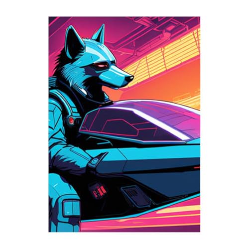 Poster Neon Cyberpunk 40x60 cm tableau mural sans cadre de style futuriste pour deco