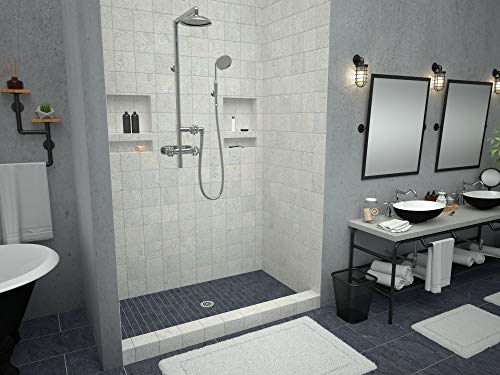 Tile Redi USA P3042C-PVC Base Shower Pan, 42" W x 30" D, Polished Chrome