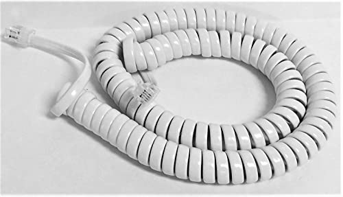 Bright White 12 Ft Handset Cord Compatible with Uniden or Vtech Corded Phone 1100 1100WH 1260 1260WH CEZ 200 202 260 Big Button CEZI998 D3098 DECT3098 CD1153 SN5147 SN6147 Receiver Curly Coil