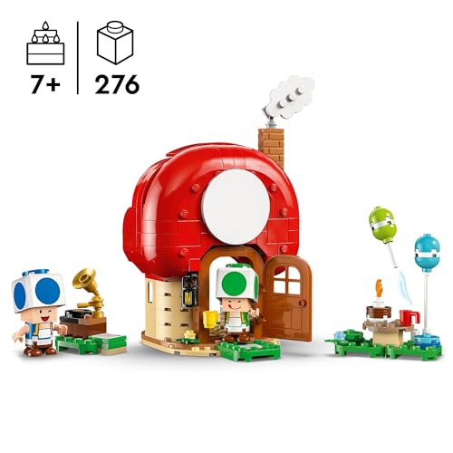 Super Mario Festa a Casa di Toad Giocattolo - Set Interattivo con 2 Figure, Cucina, Camera da Letto e Tavolo da Picnic - Regalo da Gaming per Bambini e Bambine da 7 Anni in su - 72041 - Lego - Immagine 2