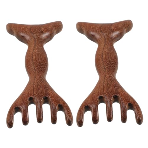 FOMIYES 2 Pack Wooden Scalp Massager Hair Massage Comb Wide Tooth Hair Scalp Comb for Care Relaxation Acupressure Tool Facial Massager