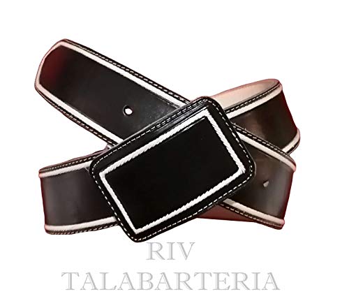 100% Piteado Leather Belt – Handmade – Black & Natural2