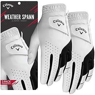CALLAWAY Men's Golf Gloves Weather Spann 2PK Left Hand, Pack of 2, Medium, White