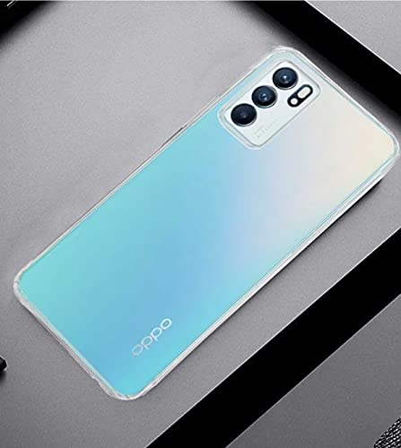 Image of Soft Flexible Silicone Back Cover Compatible with Oppo Reno6 5G, Transparent Case + Screen Guard