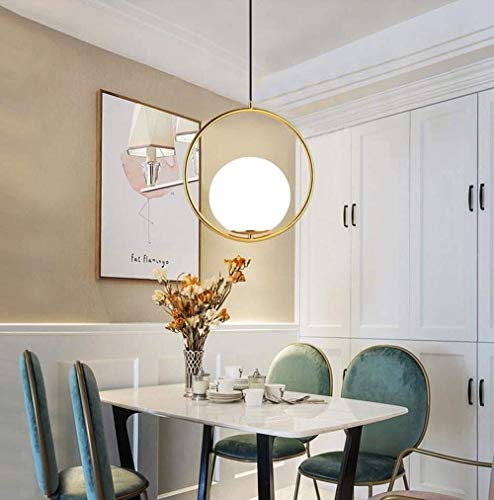 Yang1Mn Modern Gold-Plated Wrought Iron Chandelier Creative Personality Single Head Small Chandelier Post Modern Restaurant Living Room Chandelier #TOP2