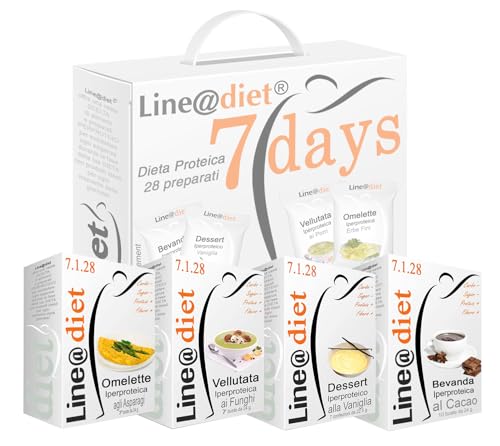 Alimentos proteicos Line@diet en una caja completa para 7 días: opción MISTO C = 28 preparados proteicos (bolsas de proteínas) sin carbohidratos ni azúcar.