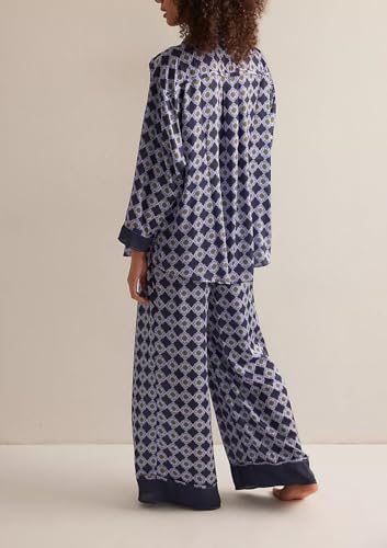 Image of LILTWIST Silk Satin Pajamas Set for Women 2 Piece Floral Pjs Wide Leg Lounge Pants Set Long Sleeve Button down Pj Shirts Set