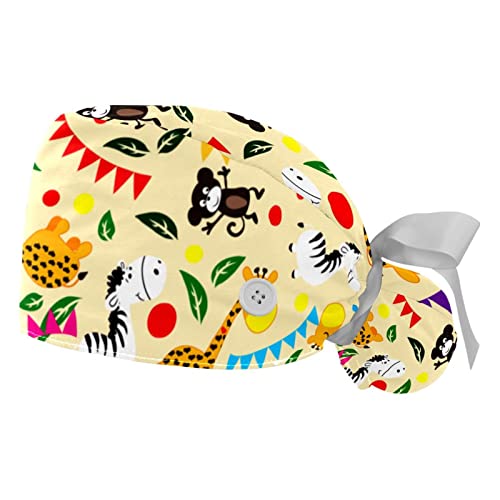 Chapeaux de travail ajustables singe girafe pour hommes et femmes avec bandeau
