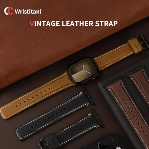 Wristitani 3 Pack Genuine Leather Bands for Apple Watch 40mm 41mm 42mm by Wristitani - Used condition - Image 3