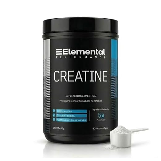 Elemental Creatina Monohidratada, Hecho por PiSA, Pureza Certificada Laboratorio | 90 Servicios de 5g, 450g | Alto Rendimiento, Performance, Pre workout, Sin Sabor, Apto para Veganos
