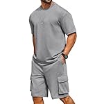 COOFANDY Men's Casual Short Sets 2 Piece Outfits Cotton T-Shirts and Cargo Shorts Set Summer Jogging Tracksuit