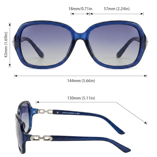 Image of SIPHEW Polarized Sunglasses for Women | Vintage Square Sunglasses w UV400 Protection | Womens Wraparound Shade