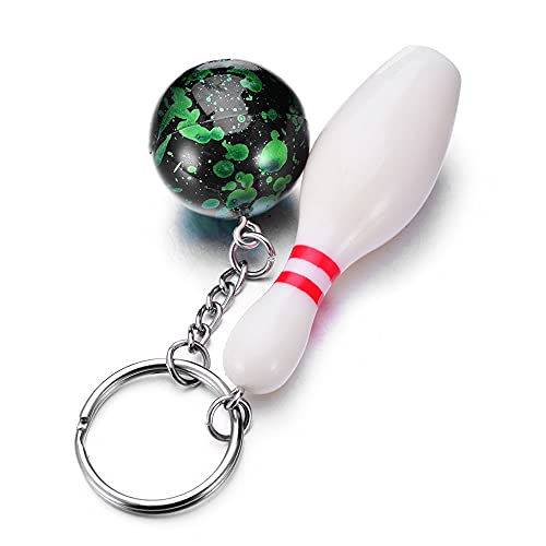Jinzhoufz Novelty Bowling Ball & Pin Pendant Keychain (Green) #TOP2
