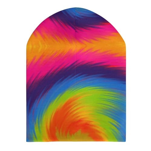 Psychedelic Tie Dye Kids Beanie Hat for for Girls Boys Children Cap Winter Knitted Chemo Cancer Headwear Accessories Gifts Decoration Black3