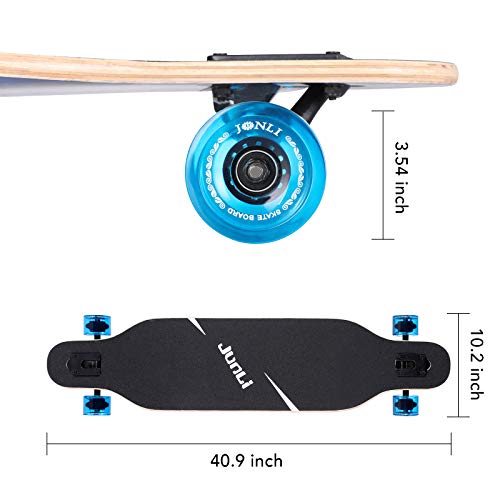 Image of Junli 41 Inch Freeride Longboard Skateboard - Skateboard Cruiser for Cruising, Carving and Downhill(Sea Blue)