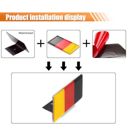 Image of Front & Tailgate 3D Germany Flag Grille Emblem Badge - Car Front Grill Badge Sign Emblem, Auto Bumper Fenders Decoration Sticker Decals Car Body Exterior Decor Accessories (Germany Flag)
