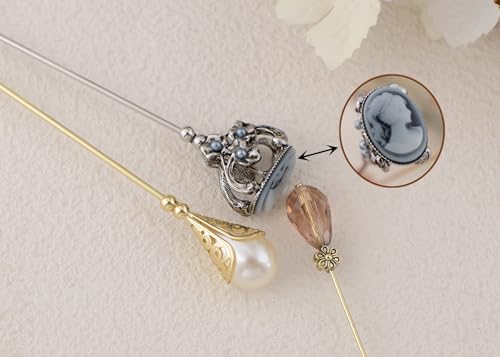 Image of Alilang 3Pcs Vintage Style Hat Lapel Brooch Pins with Flexible Bendable Design for Secure Fit on Hats, Scarves, and Suits