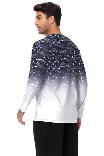 Image of AOBUTE Mens Long Sleeve Swim Shirt Quick Dry Sun Protection Rash Guard