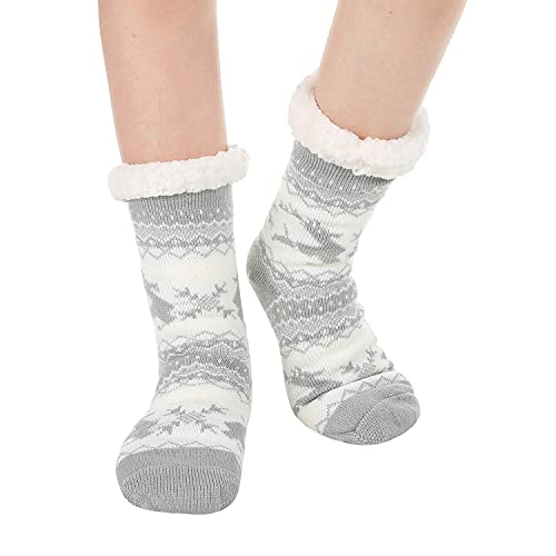 Image of Chassic Sherpa Lined Slipper Socks for Women, Non-Slip Cozy Winter House Socks, Soft Fuzzy Socks, Christmas Gifts for Women & Ladies Stocking Stuffers