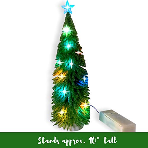 Led Lighted Topiary Tabletop Christmas Tree - Crafting Holiday Village Accessory Measures 10" H #TOP1