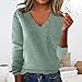Womens Deep V Neck Long Sleeve Slim Fit Blouse Casual Basic Comfy Curved Hem Tops Fall Elegant Soft Solid Classic Shirt Green
