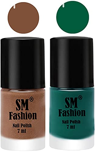 Image of Long Lasting Nail Polish | Nail Paint Combo 7 ml Each) - Set of 2 Tan-Green