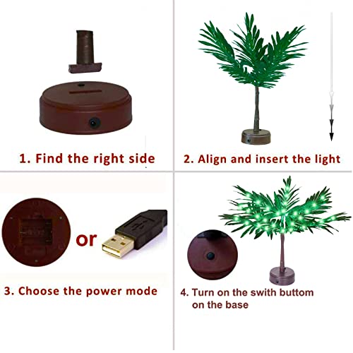 Luau Party Decorations Palm Tree With Lights, Lighted Palm Tree For Table Decor 21In Artificial Light Up Palm Tree Green Table Centerpieces For Tropical Hawaiian Party Tiki Bar Home Summer Decor #TOP5