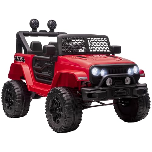 Aosom 12V Kids Ride On Truck with Parent Remote Control, Battery Powered Electric Car with Spring Suspension, Adjustable Speed, LED Lights and Horn,...
